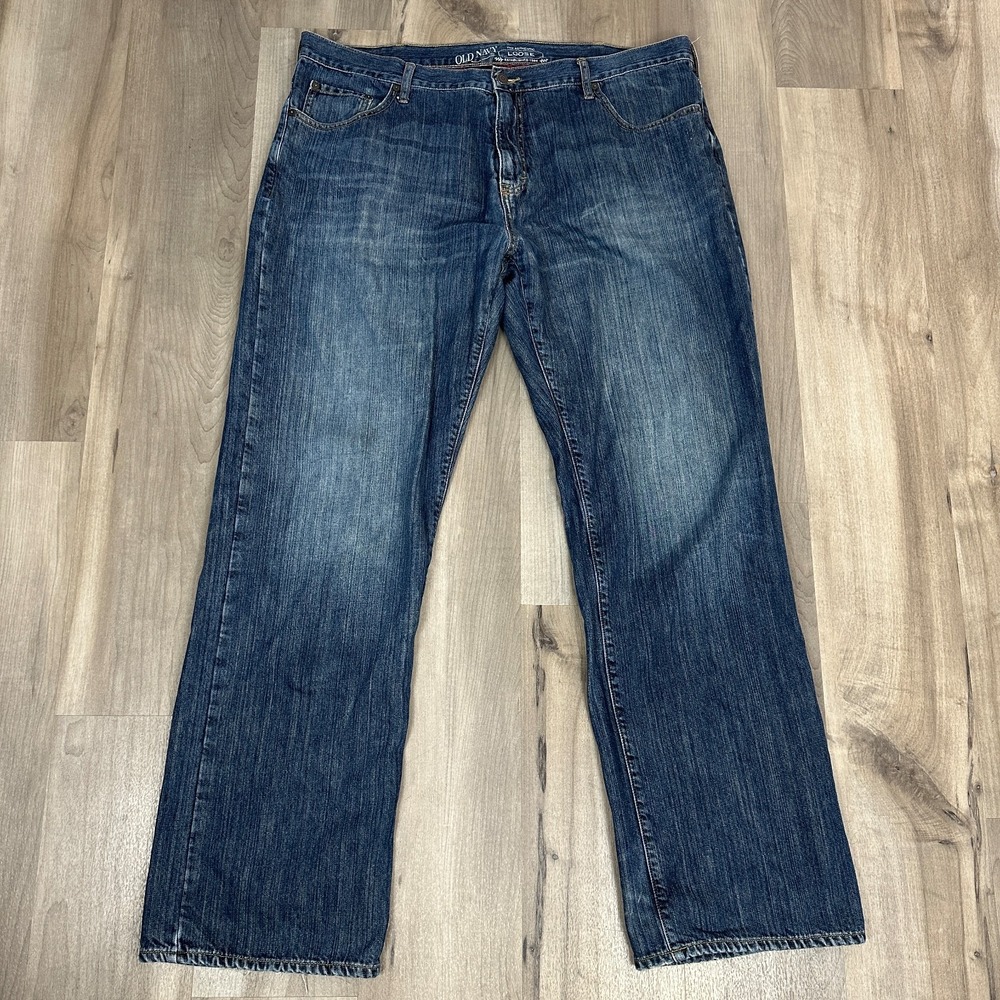 Old Navy Loose Fit Jeans Mens 42x36 Medium Wash Blue Denim Flannel Lined